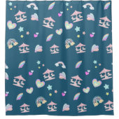 魔法のユニコーン虹の回転木馬パターン誕生日 シャワーカーテン (正面)