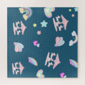 魔法のユニコーン虹の回転木馬パターン誕生日 ジグソーパズル (横)