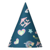 魔法のユニコーン虹の回転木馬パターン誕生日 パーティーハット (左)