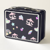 魔法のユニコーン虹の回転木馬パターン誕生日 メタルランチボックス (裏面)