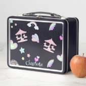 魔法のユニコーン虹の回転木馬パターン誕生日 メタルランチボックス (インサイチュ)