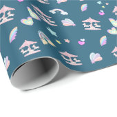 魔法のユニコーン虹の回転木馬パターン誕生日 ラッピングペーパー (ロールコーナー)