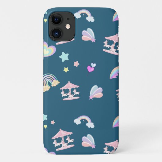 魔法のユニコーン虹の回転木馬パターン誕生日 Case-Mate iPhoneケース (裏面)