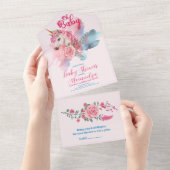 魔法のユニコーン虹の赤ちゃんシャワー オールインワン招待状 (貼ってはがせる)