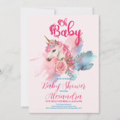 魔法のユニコーン虹の赤ちゃんシャワー 招待状 (正面)