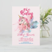 魔法のユニコーン虹の赤ちゃんシャワー 招待状 (スタンド正面)