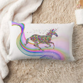 魔法のユニコーン装飾用クッションと子供の名前。 ランバークッション (ブランケット)