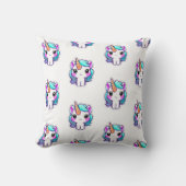 魔法のユニコーン誕生日の願い – かわいいスタイル クッション (正面)