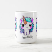魔法のユニコーン誕生日の願い – かわいいスタイル コーヒーマグカップ (中央)