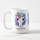 魔法のユニコーン誕生日の願い – かわいいスタイル コーヒーマグカップ (左)