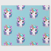 魔法のユニコーン誕生日の願い – かわいいスタイル ラッピングペーパー (フラット)