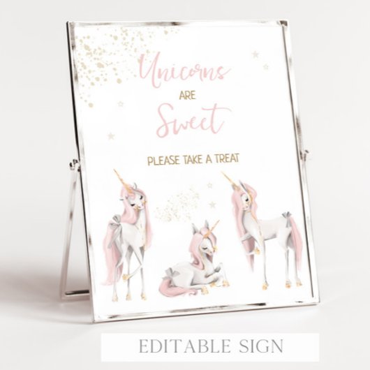 魔法のユニコーン誕生日ウィズサイン ポスター