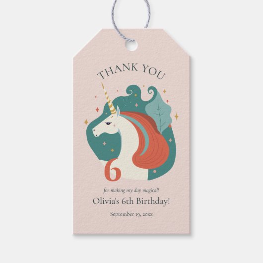 魔法のユニコーン誕生日サンキュー ギフトタグ (正面)
