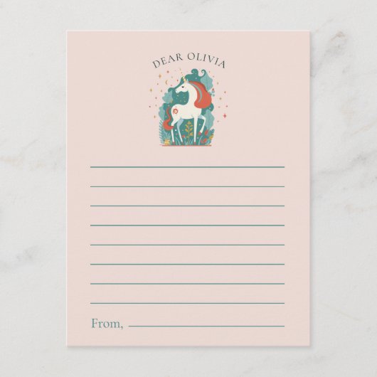 魔法のユニコーン誕生日タイムカプセルのウィッシュ&ズ アドバイスカード (正面)