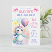魔法のユニコーン誕生日バッシュベビー 招待状 (スタンド正面)