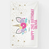 魔法のユニコーン誕生日パーティバナー 横断幕 (縦)