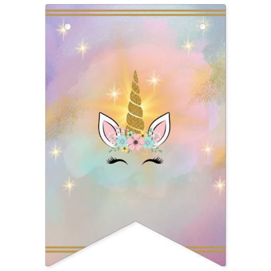 魔法のユニコーン誕生日パーティバンティングバナー バンティングフラッグ (第1の旗)