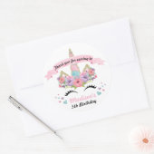 魔法のユニコーン誕生日パーティーありがとうステッカー ラウンドシール (封筒)