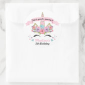 魔法のユニコーン誕生日パーティーありがとうステッカー ラウンドシール (バッグ)