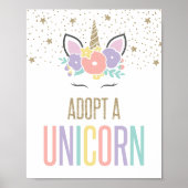 魔法のユニコーン誕生日パーティーのサインを採用する ポスター (正面)