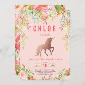 魔法のユニコーン誕生日パーティーの招待 招待状 (正面/裏面)