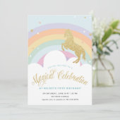 魔法のユニコーン誕生日パーティーの招待 招待状 (スタンド正面)