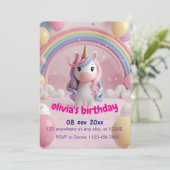 魔法のユニコーン誕生日パーティーへの招待 | アザ 招待状 (スタンド正面)