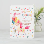 魔法のユニコーン誕生日パーティーへの招待 招待状 (スタンド正面)