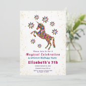 魔法のユニコーン誕生日パーティーグリッターパーソナライズ 招待状 (スタンド正面)