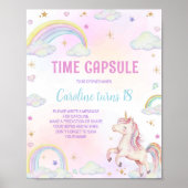 魔法のユニコーン誕生日パーティータイムカプセルサイン ポスター (正面)