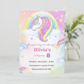 魔法のユニコーン誕生日パーティー招待状 招待状 (スタンド正面)