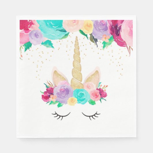 魔法のユニコーン誕生日パーティー赤ちゃんシャワーナプキン スタンダードランチョンナプキン (正面)