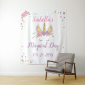 魔法のユニコーン誕生日フォトブース背景 タペストリー (インサイチュ)