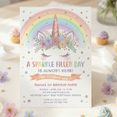魔法のユニコーン誕生日招待状 レインボー招待 招待状