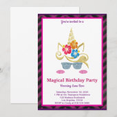 魔法のユニコーン誕生日招待状 招待状 (正面/裏面)