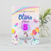 魔法のユニコーン誕生日 色とりどりの虹 招待状 (スタンド正面)
