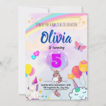 魔法のユニコーン誕生日 色とりどりの虹