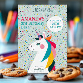 魔法のユニコーン誕生日Bash編集可能キッズパーティー 招待状