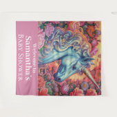 魔法のユニコーン赤ちゃんシャワーの背景 タペストリー (正面(横))