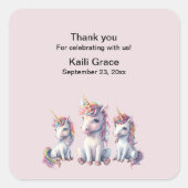 魔法のユニコーン赤ちゃんシャワーステッカー スクエアシール (正面)