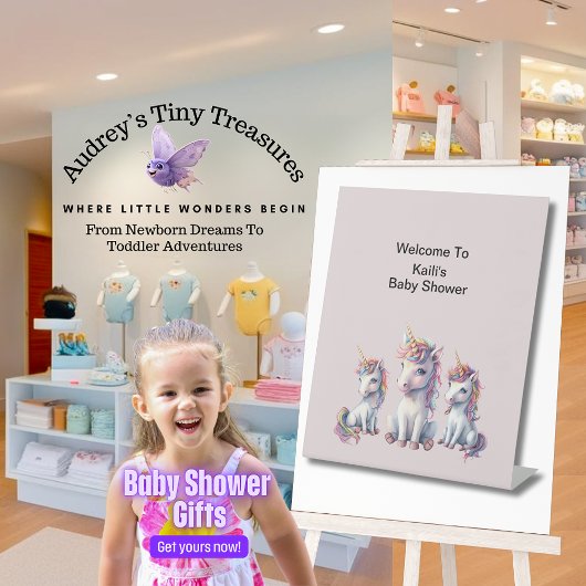 魔法のユニコーン赤ちゃんシャワー台座看板 台座サイン