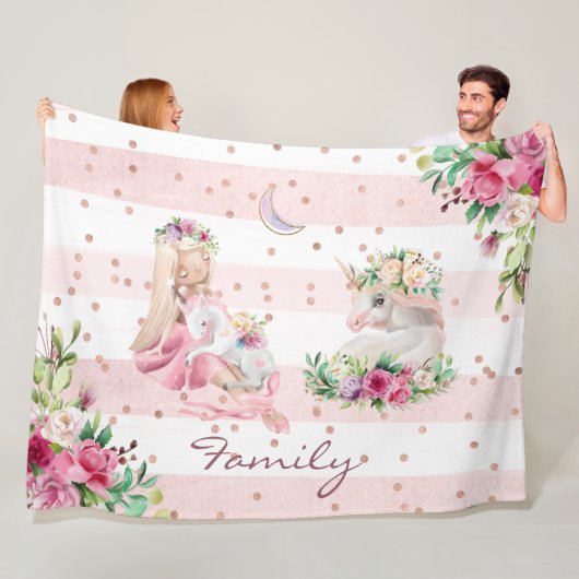 魔法のユニコーン赤ちゃん女 フリースブランケット (インサイチュ)