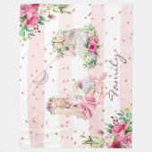 魔法のユニコーン赤ちゃん女 フリースブランケット (正面)