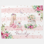 魔法のユニコーン赤ちゃん女 フリースブランケット (正面(横))