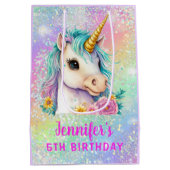 魔法のユニコーン輝く虹 ミディアムペーパーバッグ (裏面)