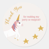 魔法のユニコーン黄色い星 ラウンドシール (正面)