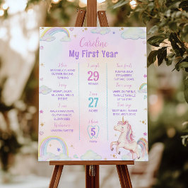 魔法のユニコーン1年目のマイルストーンのサイン ポスター