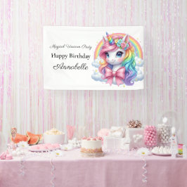 魔法のユニコーン1歳誕生日バナー｜パーティーサイン 横断幕