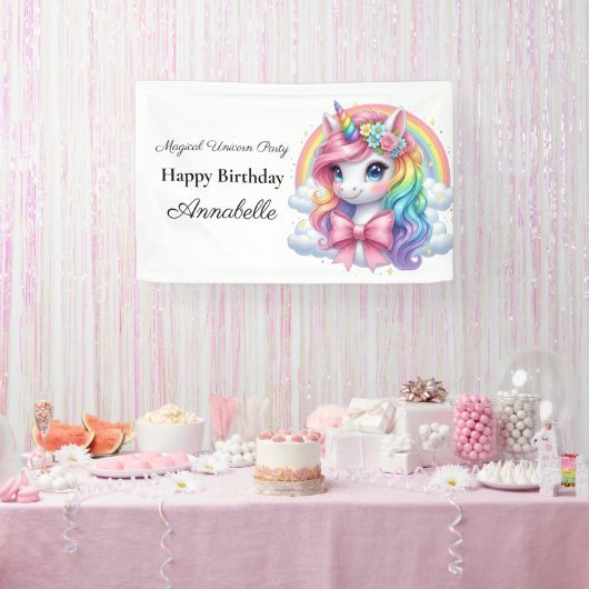 魔法のユニコーン1歳誕生日バナー｜パーティーサイン 横断幕 (パーティー)