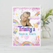 魔法のユニコーン4歳の誕生日招待状 招待状 (スタンド正面)